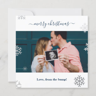 merry Christmas from the bump snowflakes photo Holiday Card