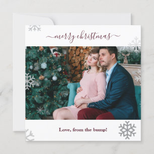 merry Christmas from the bump snowflakes photo Holiday Card