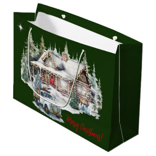 Merry Christmas from the Cabin Holiday  Large Gift Bag