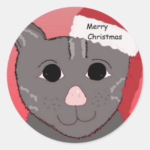 Merry Christmas From The Cat Classic Round Sticker