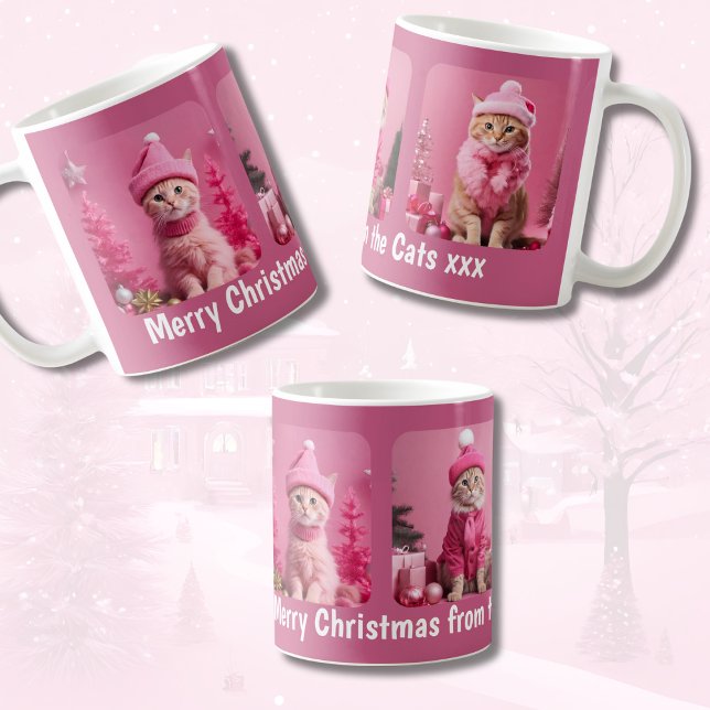 Merry Christmas from the cats Pink holidays Coffee Mug (Creator Uploaded)