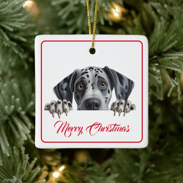 Merry Christmas from the Dog Ceramic Ornament (Tree)