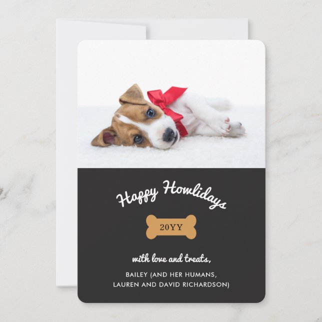 Merry Christmas from the Dog | Charcoal with Photo Holiday Card (Front)