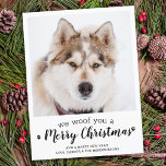 Merry Christmas From The Dog Modern Pet Photo  Hol Postcard<br><div class="desc">We Woof You A Merry Christmas! Send cute and fun holiday greetings with this super cute personalised custom pet photo holiday card. Merry Christmas wishes from the dog with cute paw prints in a fun modern photo design. Add your dog's photo or family photo with the dog, and personalise with...</div>