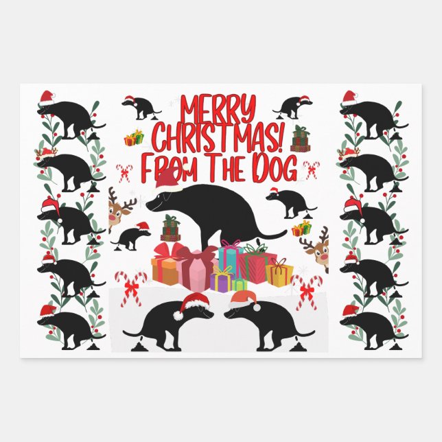 Merry Christmas from the Dog Wrapping Paper Sheet (Front)