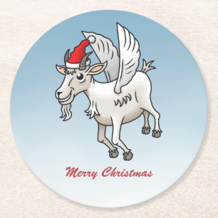 Merry Christmas from The Flying Goat Round Paper Coaster