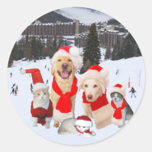 Merry Christmas from the gang! Classic Round Sticker