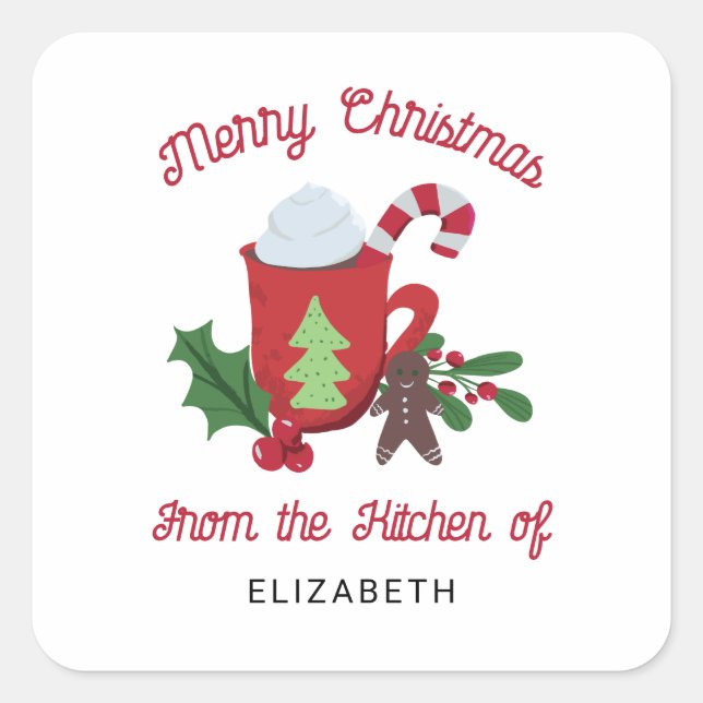 Merry Christmas From the Kitchen of Homemade Gift Square Sticker (Front)