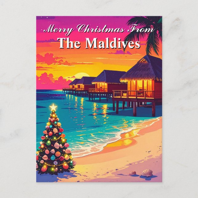 Merry Christmas from the Maldives Paradise Travel Postcard (Front)