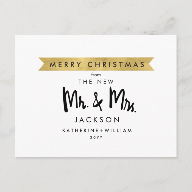 Merry Christmas From The New Mr and Mrs Holiday Postcard (Front)