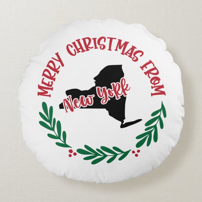 Merry Christmas From the New York Round Cushion (Front)