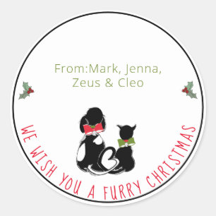 Merry Christmas From the Pets Personalised Favour Classic Round Sticker