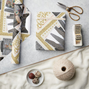 Merry Christmas from the Rockefeller Plaza in NYC Wrapping Paper