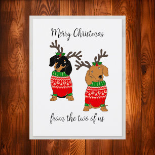 Merry Christmas From The Two Of Us Dachshunds Holiday Postcard