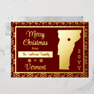 Merry Christmas from Vermont State Photo Foil Holiday Card