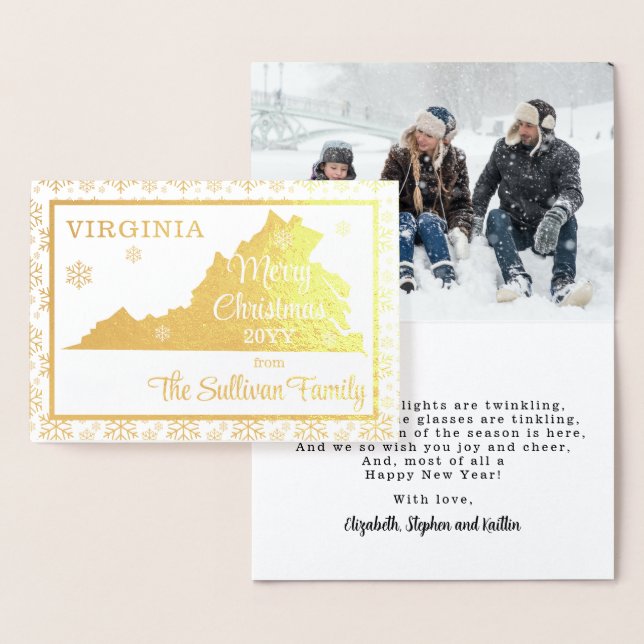 Merry Christmas from Virginia State | Photo Foil Card (Display)