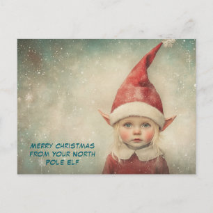 Merry Christmas from Your North Pole Elf Cute Holiday Postcard