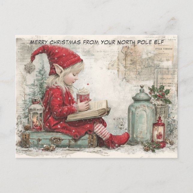 Merry Christmas from Your North Pole Elf | Cute Holiday Postcard (Front)