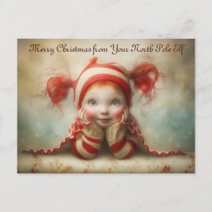 Merry Christmas from Your North Pole Elf   Cute Holiday Postcard