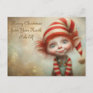 Merry Christmas from Your North Pole Elf   Cute Holiday Postcard