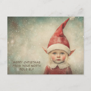 Merry Christmas from Your North Pole Elf   Cute Holiday Postcard