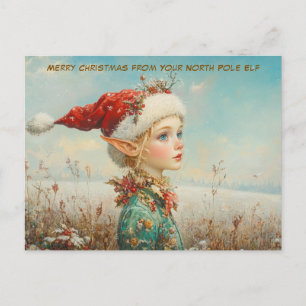 Merry Christmas from Your North Pole Elf Cute Holiday Postcard
