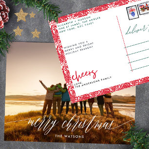Merry Christmas Full Bleed Photo Holiday Postcard