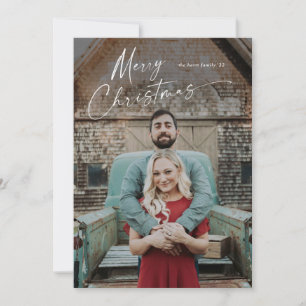 Merry Christmas full bleed portrait photo holiday Card