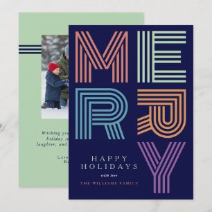 Merry Christmas Fun Bold Colourful Typography Phot Holiday Card