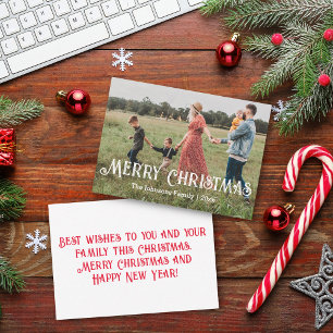 merry christmas fun chic script photo holiday card