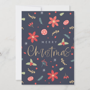 Merry Christmas Fun Floral Holiday Card