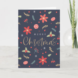 Merry Christmas Fun Floral Holiday Card