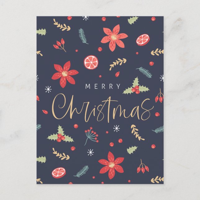 Merry Christmas Fun Floral Holiday Postcard (Front)