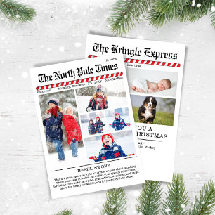 Merry Christmas Fun Photo Collage Newspaper Holiday Card