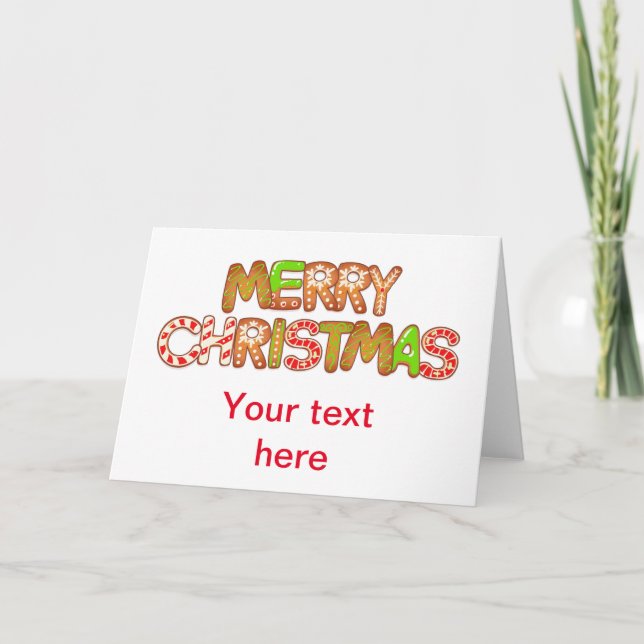 Merry Christmas Fun Text Words Custom Text   Card (Front)