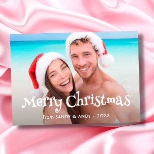 Merry Christmas Fun Typography 2 Side Design Photo Holiday Card