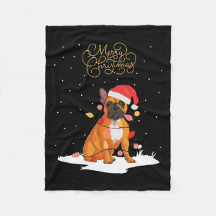 Merry Christmas Fun Xmas Christmas French Bulldog Fleece Blanket