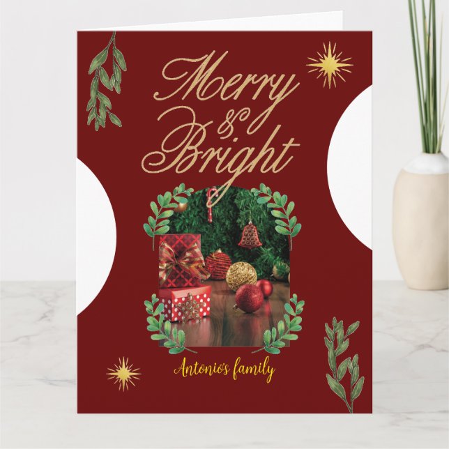 Merry Christmas funny bright arch Photo Card (Front)