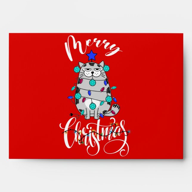 merry christmas funny cat for cat lover T-Shirt Envelope (Front)