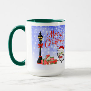 Merry Christmas   Funny Cat in a Santa Hat Mug