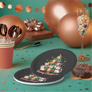 Merry Christmas Funny Catmas Kitten Xmas Tree  Paper Plate