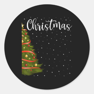 Merry Christmas Funny Christmas Tree Couples Match Classic Round Sticker