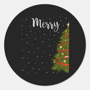 Merry Christmas Funny Christmas Tree Couples Match Classic Round Sticker