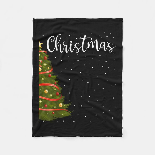 Merry Christmas Funny Christmas Tree Couples Match Fleece Blanket (Front)