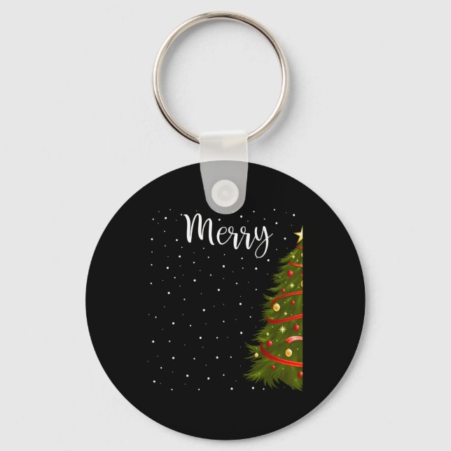 Merry Christmas Funny Christmas Tree Couples Match Key Ring (Front)
