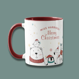 Merry Christmas Funny Cute Animals Personalised Mug