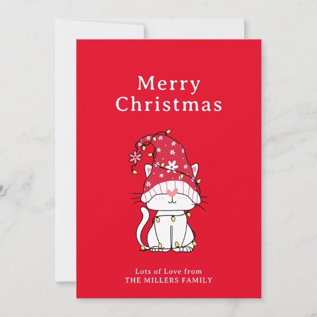 Merry Christmas Funny Cute Christmas Cat Holiday Card (Front)