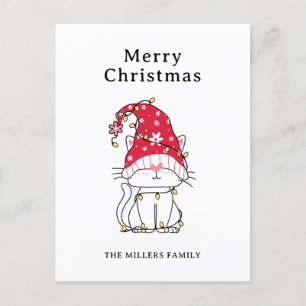 Merry Christmas Funny Cute Christmas Cat Holiday Postcard