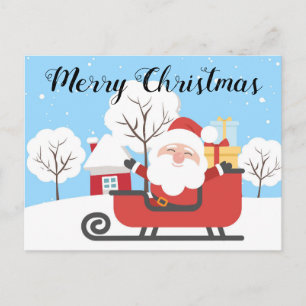 Merry christmas ,funny cute santa holiday postcard