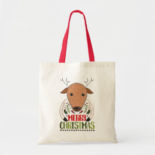 Merry Christmas Funny Deer Xmas Shopping Tote Bag